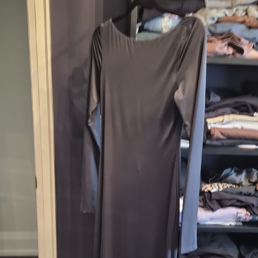 Chic Long Sleeve Charcoal Dress
